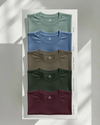 Men's Feather Touch Round Neck T-Shirt Combo - Pack of 5 (Army, Blue, Honey Brown, Bottle Green & Burgundy Color)