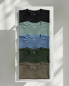 Men's Feather Touch Round Neck T-Shirt Combo - Pack of 5 (Black, Army, Blue, Bottle Green & Honey Brown Color)