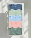 Men's Feather Touch Round Neck T-Shirt Combo - Pack of 5 (Blue, Mint, Sky Blue, Peach & Army Color)