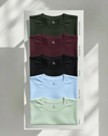 Men's Feather Touch Round Neck T-Shirt Combo - Pack of 5 (Lavender, Burgundy, Black, Army & Mint Color