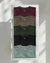 Men's Feather Touch Round Neck T-Shirt Combo  Pack of 5 (Burgundy, Honey Brown, Bottle Green, Black & Army Color)