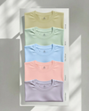 Men's Feather Touch Round Neck T-Shirt Combo - Pack of 5 (Olive, Mint, Sky Blue, Peach & Lavender Color)